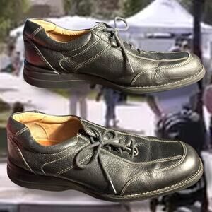 Men's Size 11 JOHNSTON & MURPHY Shuler Black Pebbled Leather Oxfords